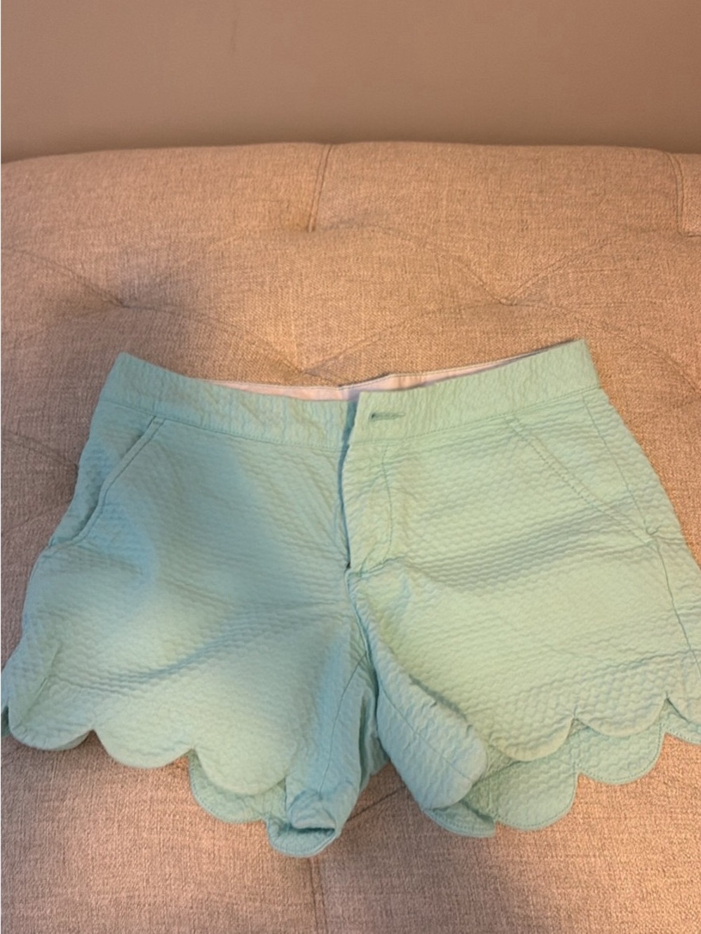 Lilly Pulitzer Mint Scalloped High-Waist Shorts
